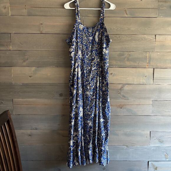 COTTON & RYE | Womens Blue Floral Print Midi Sundress Size XL Summer Tropical - Picture 2 of 6